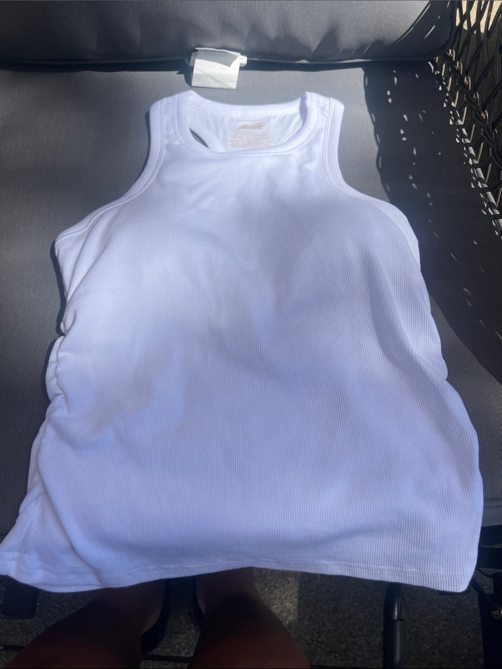 Avia White Ribbed Athletic Tank Top